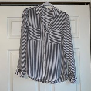 Express Business Casual Striped Button Down Top